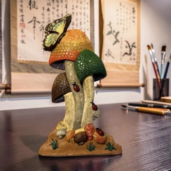 This vintage 1970s wall art chalkware or plaster mushrooms Wall decor Vintage - Picture 13 of 14